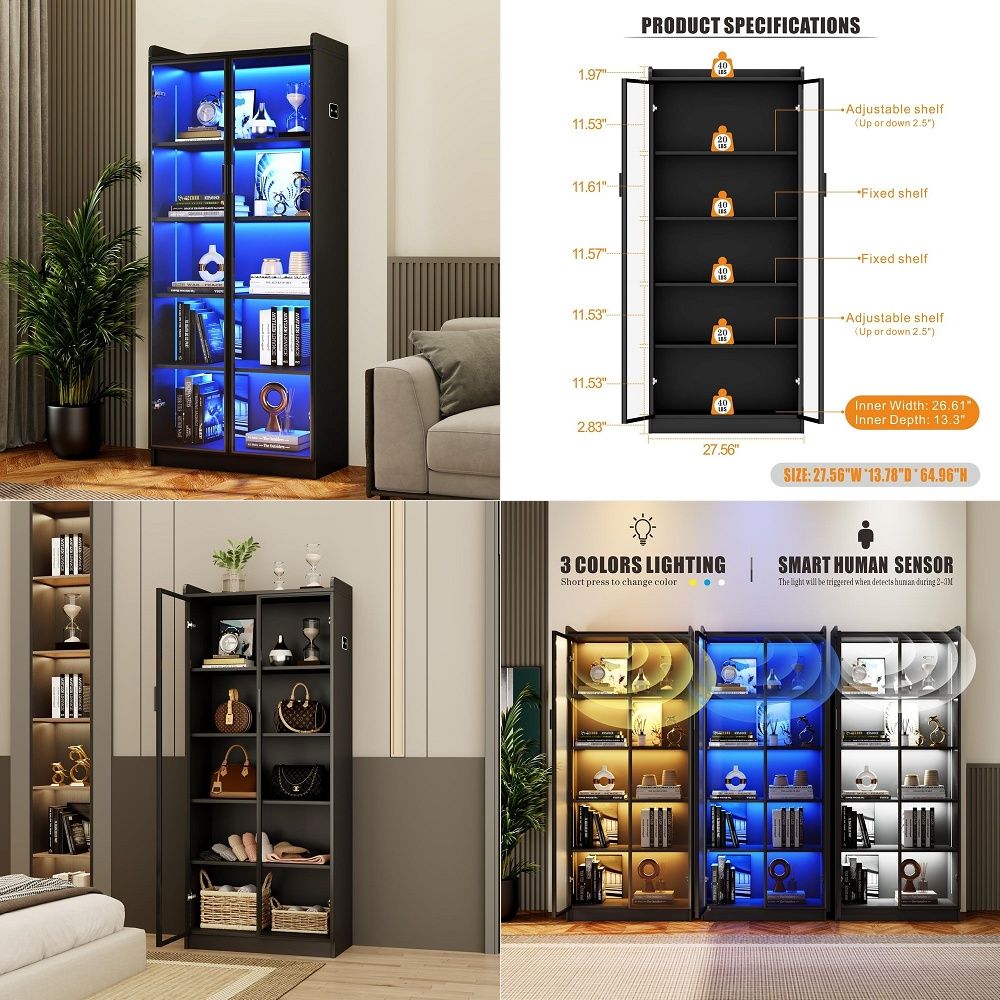 Collectible Collection - Ayarlanabilir Raflı Vitrin, LED Işıklı İnsan