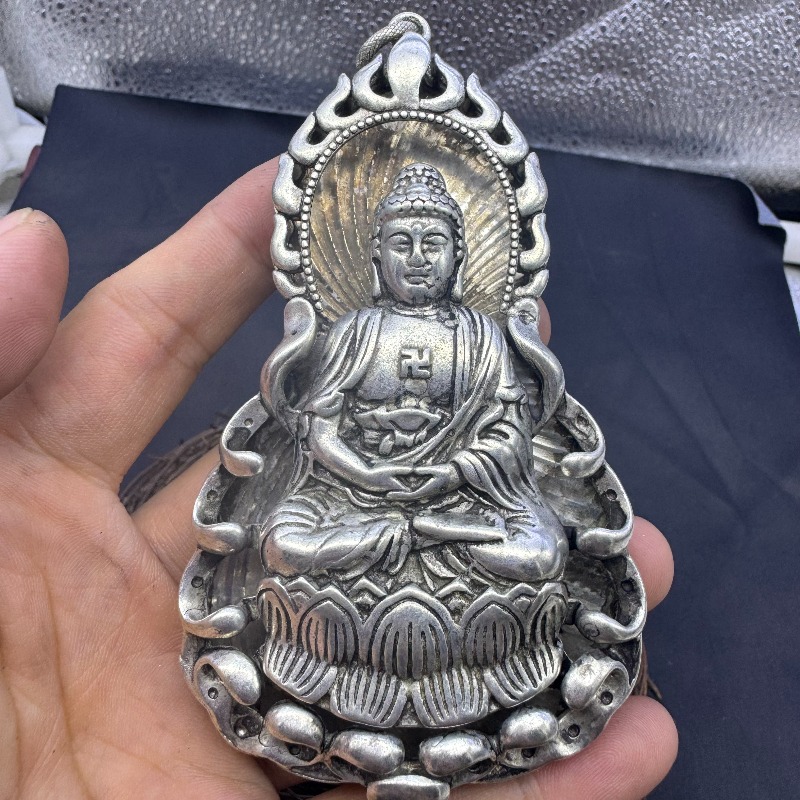 Vintage Collectible Jewelry - Antika Taklit Qianlong Guanyin Buda Kolye