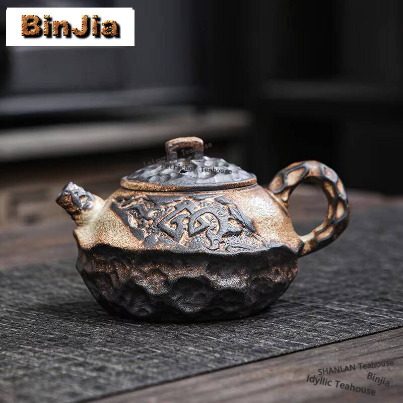 Vintage Collectible Pottery - Japon eski kaya çamur demlik eski