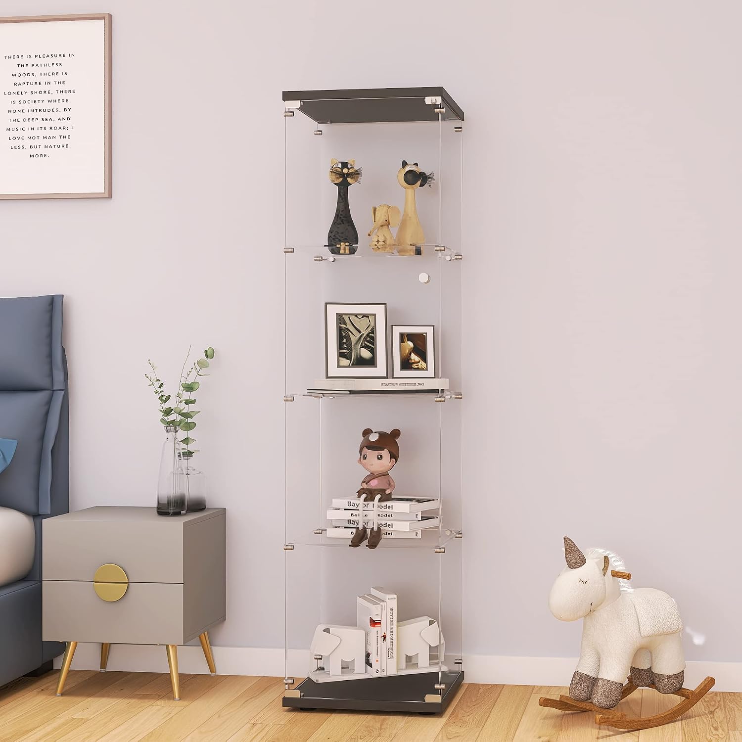 Collectible Collection - Kilitli Cam Vitrin Dolabı 4 Katlı